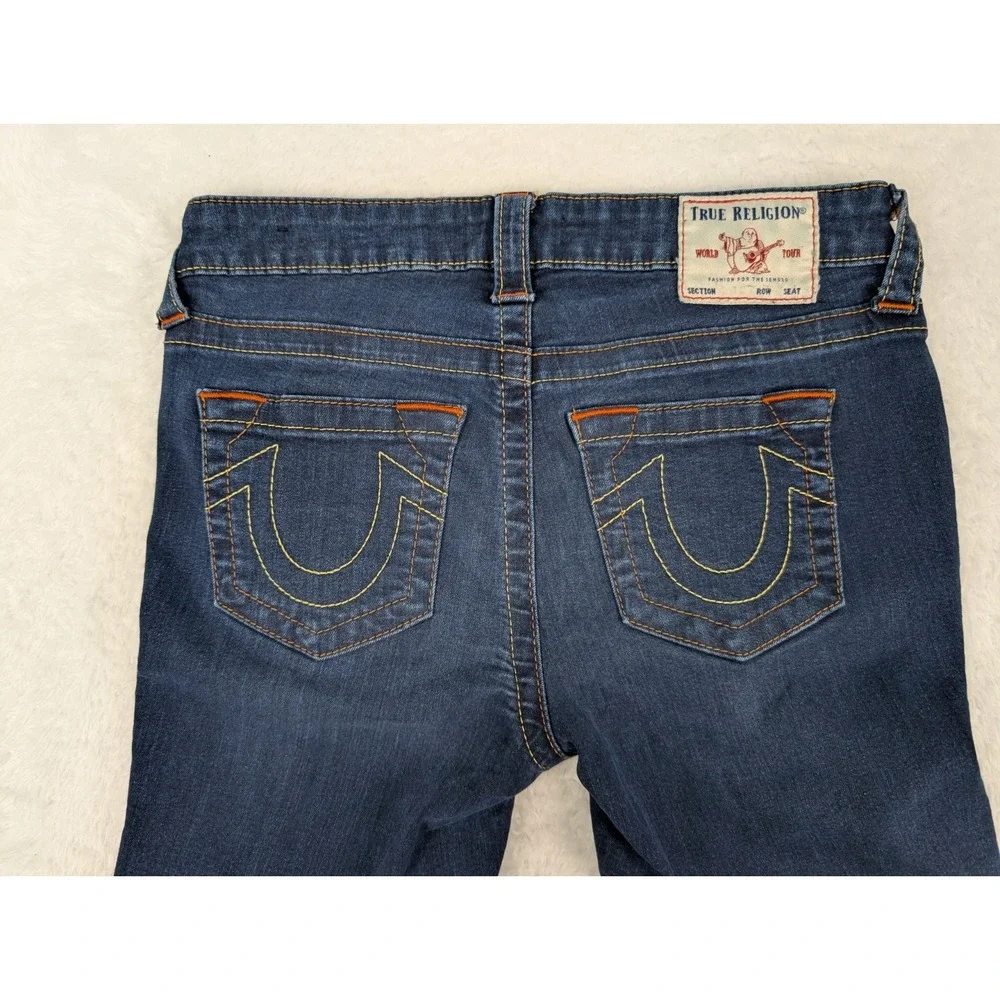 True Religion Billie Mid Rise Straight Jeans Women's 28 Blue Dark‎ Wash Stretch